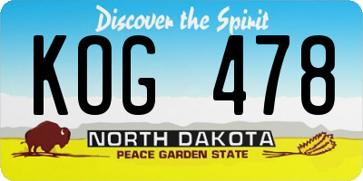 ND license plate KOG478