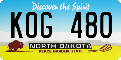 ND license plate KOG480