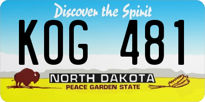 ND license plate KOG481