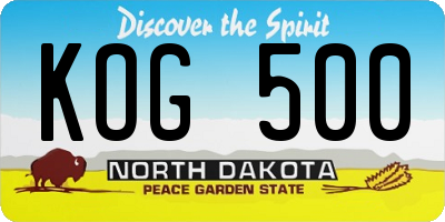 ND license plate KOG500