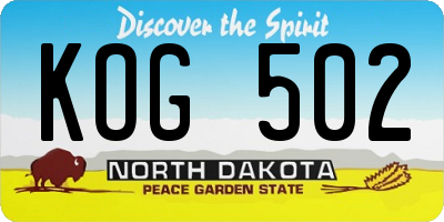 ND license plate KOG502