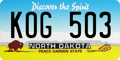 ND license plate KOG503