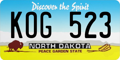 ND license plate KOG523