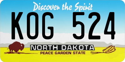 ND license plate KOG524