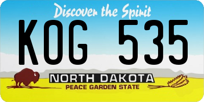 ND license plate KOG535