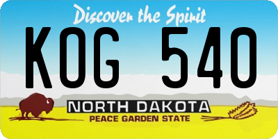 ND license plate KOG540
