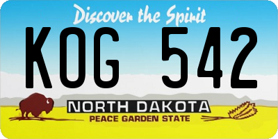 ND license plate KOG542