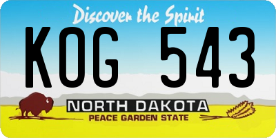 ND license plate KOG543