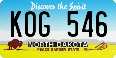 ND license plate KOG546