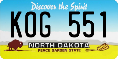 ND license plate KOG551