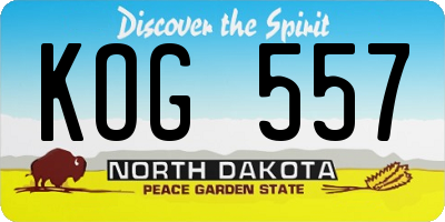 ND license plate KOG557