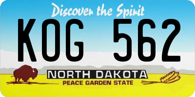 ND license plate KOG562