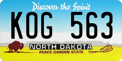 ND license plate KOG563