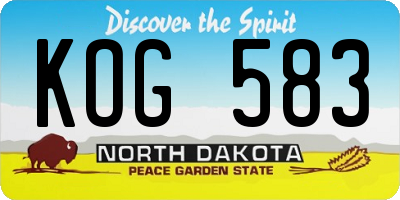 ND license plate KOG583