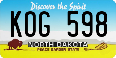 ND license plate KOG598