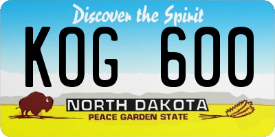 ND license plate KOG600