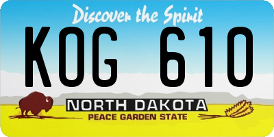 ND license plate KOG610