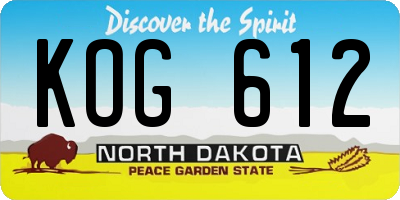 ND license plate KOG612
