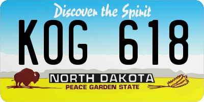 ND license plate KOG618
