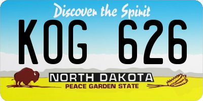 ND license plate KOG626