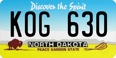 ND license plate KOG630