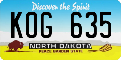 ND license plate KOG635