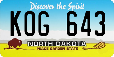 ND license plate KOG643