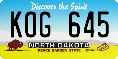ND license plate KOG645