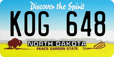 ND license plate KOG648