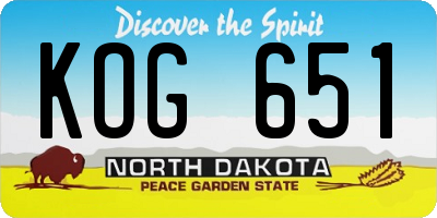ND license plate KOG651
