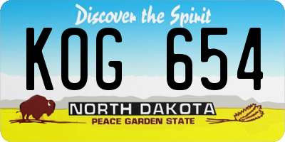 ND license plate KOG654