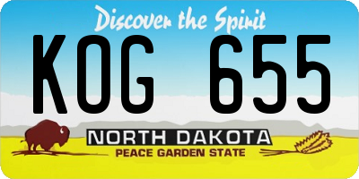 ND license plate KOG655