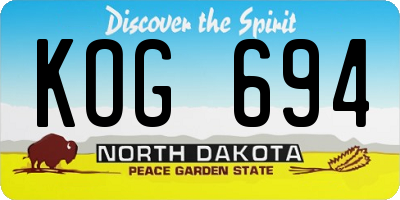 ND license plate KOG694