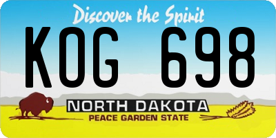 ND license plate KOG698