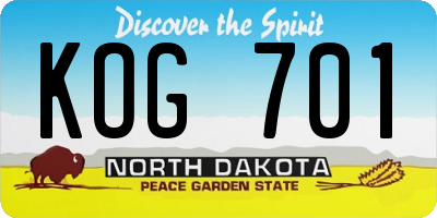 ND license plate KOG701