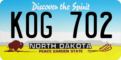 ND license plate KOG702