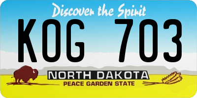 ND license plate KOG703