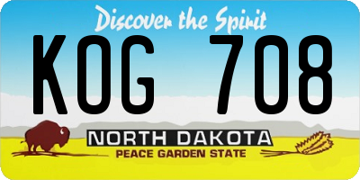 ND license plate KOG708