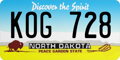 ND license plate KOG728