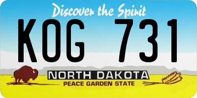 ND license plate KOG731