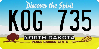 ND license plate KOG735