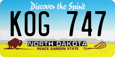 ND license plate KOG747