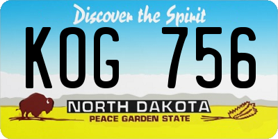ND license plate KOG756