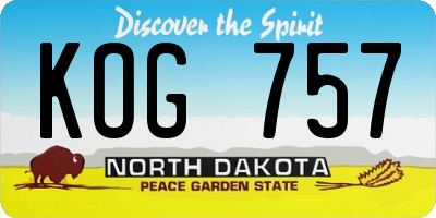 ND license plate KOG757