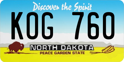ND license plate KOG760