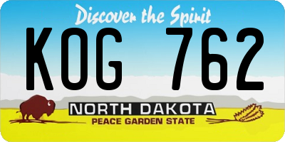 ND license plate KOG762