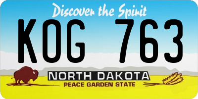 ND license plate KOG763