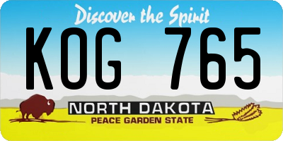 ND license plate KOG765