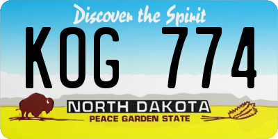 ND license plate KOG774