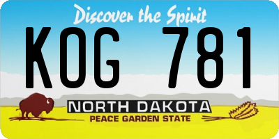 ND license plate KOG781